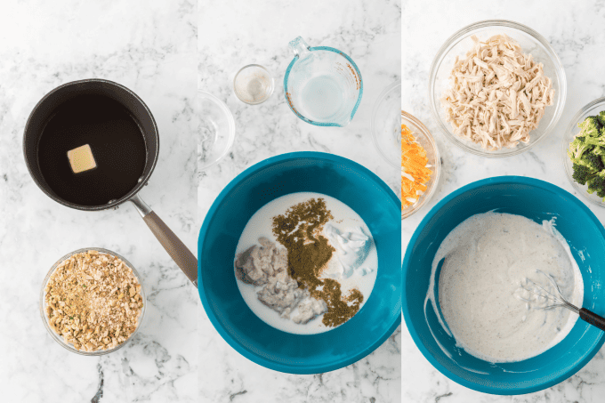 First set of process photos for Chicken and Stuffing Casserole. 