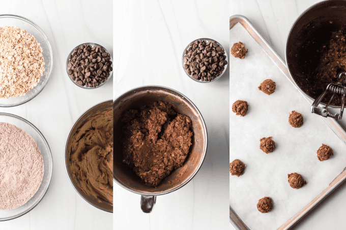 Double Chocolate Oatmeal Cookies Process Photos.